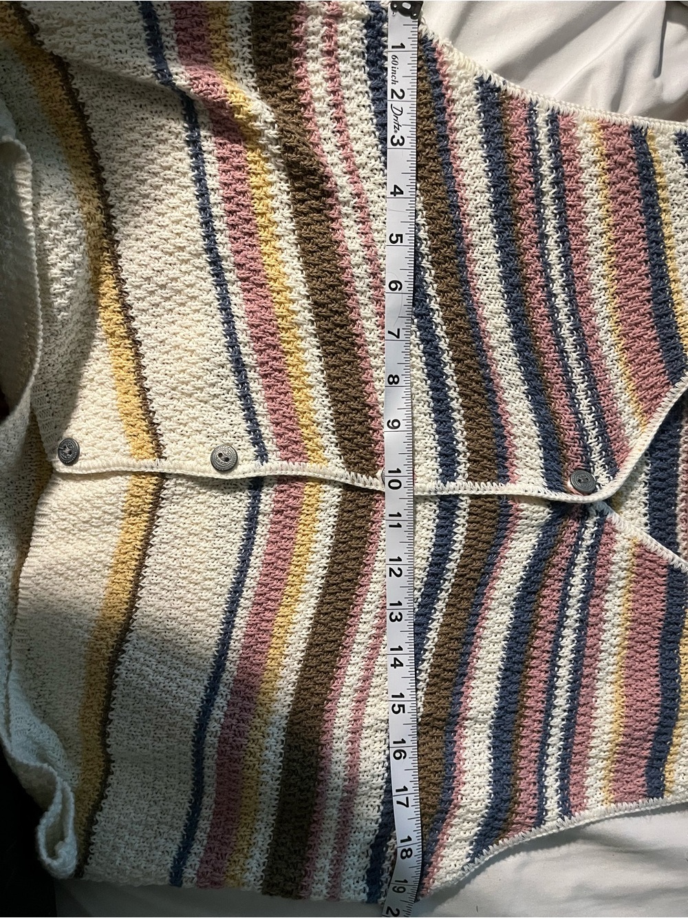 Striped Button-Front Knit Vest - Cream Multi - Picture 5 of 5